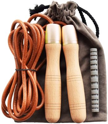 عمده فروشی دسته های چوب خالص طناب پرش قابل تنظیم با تحمل 360 درجه